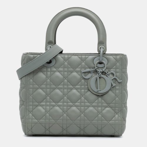 Dior Grey Medium Lambskin Cannage Lady Dior - Dior - Modalova