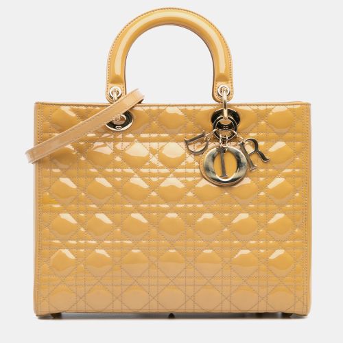 Dior Beige Large Patent Cannage Lady Dior - Dior - Modalova