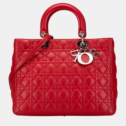 Dior Red Large Lambskin Cannage Lady Dior - Dior - Modalova