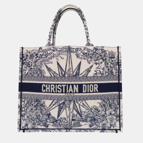 Christian Dior White Canvas Large Embroidered Book Tote Bag - Dior - Modalova