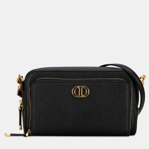 Christian Dior Black Leather Caro Double Pouch Shoulder Bag - Dior - Modalova