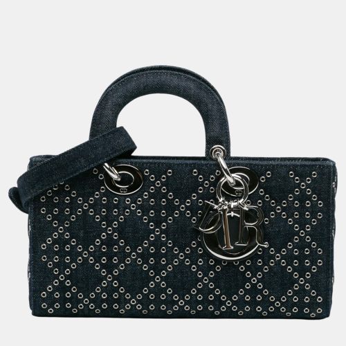 Dior Navy Blue Medium Denim Cannage Eyelet Lady D Joy - Dior - Modalova