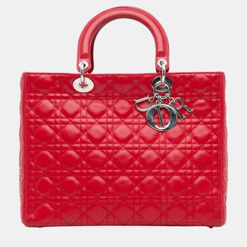 Dior Red Large Lambskin Cannage Lady Dior - Dior - Modalova