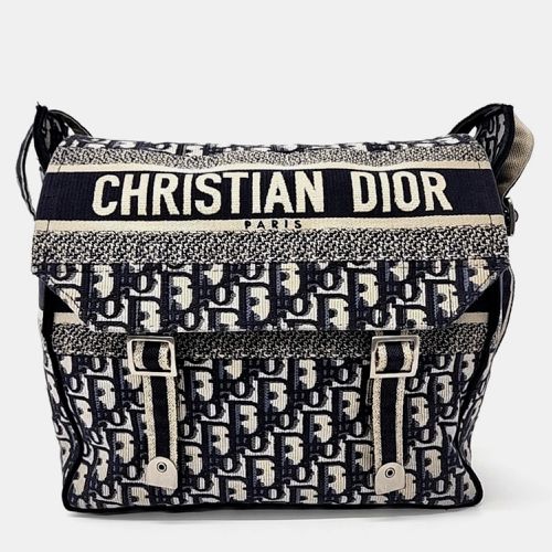 Dior Beige Navy Blue Canvas Oblique Diorcamp Messenger Bag - Dior - Modalova