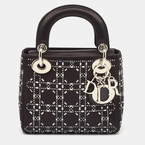 Dior Black Rhinestone Cannage Satin Mini Lady Dior Tote - Dior - Modalova