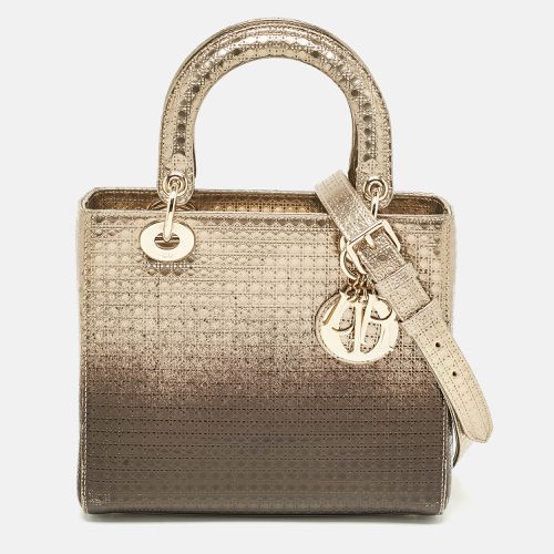 Dior Metallic Ombre Gold Microcannage Leather Medium Lady Dior Tote - Dior - Modalova