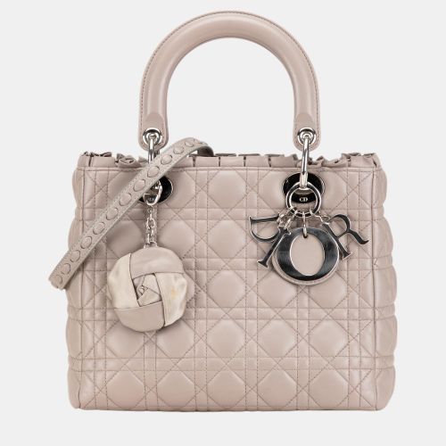 Dior Beige Medium Lambskin Cannage Ruffle Trim Lady Dior - Dior - Modalova