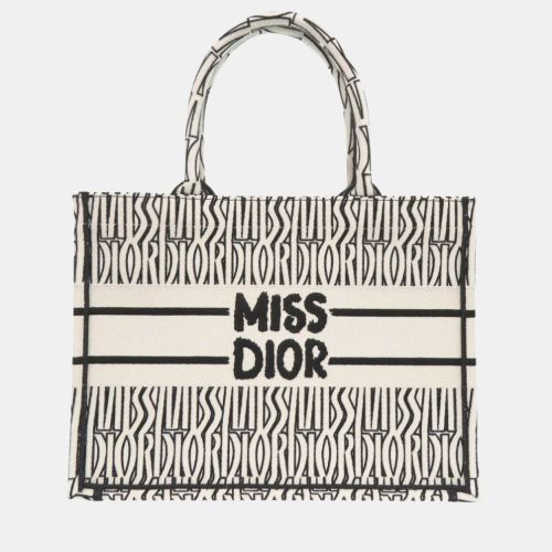 Dior White/Black Embroidered Canvas Medium Book Tote Bag - Dior - Modalova