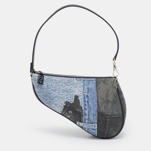 Tricolor Denim Print Mini Saddle Bag - Dior - Modalova