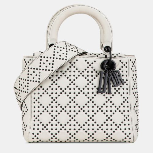 Dior White Medium Calfskin Studded Lady Dior - Dior - Modalova