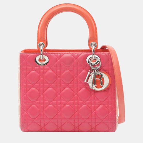 Dior Pink Medium Tricolor Lambskin Cannage Lady Dior - Dior - Modalova