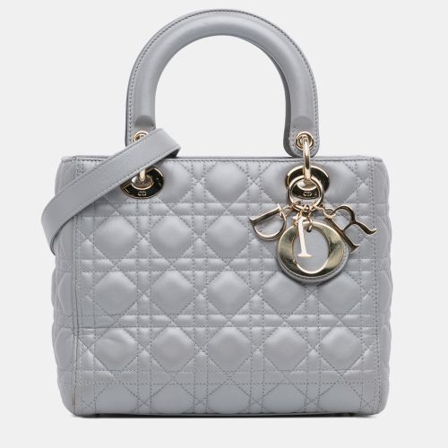 Dior Grey Medium Lambskin Cannage Lady Dior - Dior - Modalova