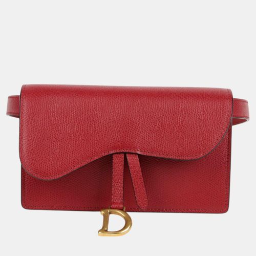 Red Leather Saddle Rectangular Belt Bag - Dior - Modalova