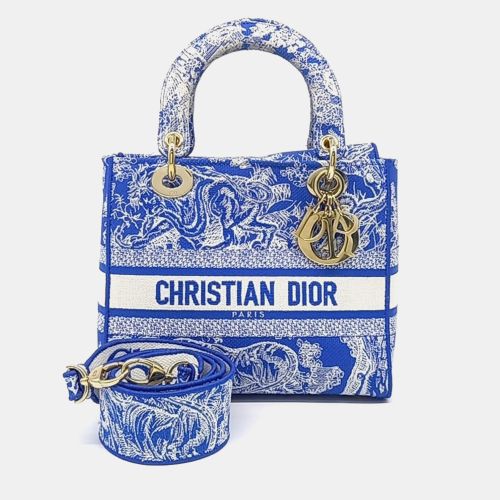 Dior Blue White Fabric D-LITE Lady Bag Medium - Dior - Modalova