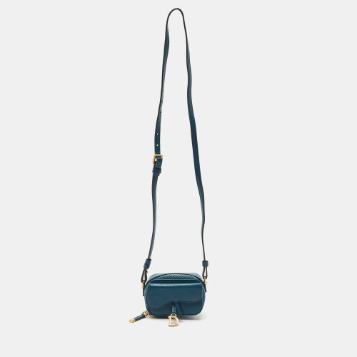 Dior Teal Blue Leather Mini Saddle Shoulder Strap Pouch - Dior - Modalova