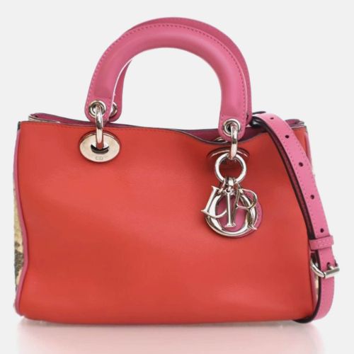 Dior Diorissimo Small Pink Red Calfskin Python Tote Bag - Dior - Modalova