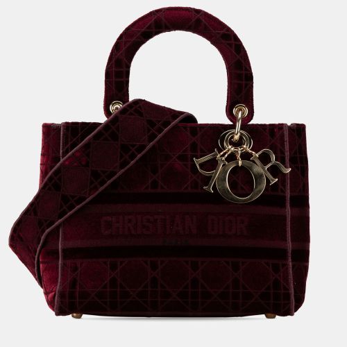 Dior Red Medium Velvet Cannage Lady D Lite - Dior - Modalova