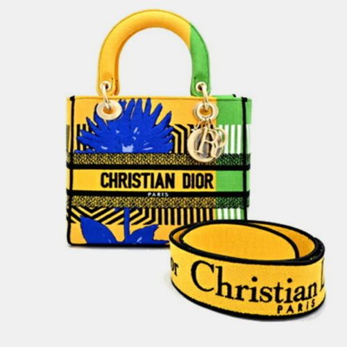 Dior Lady D-Lite Medium Yellow Canvas Tote Bag - Dior - Modalova