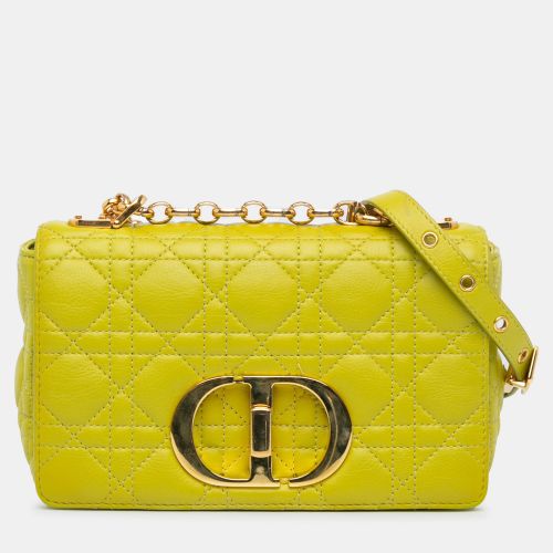 Dior Caro Small Yellow Cannage Calfskin Leather Shoulder Bag - Dior - Modalova