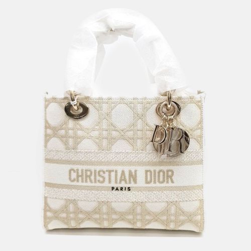 Dior Gold/White Fabric Medium D-LITE Lady Bag - Dior - Modalova