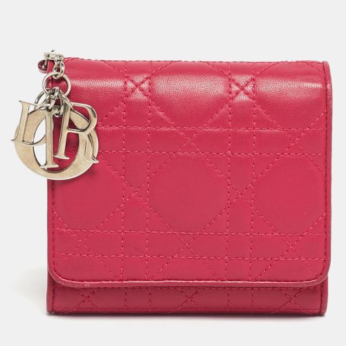 Dior Pink Cannage Leather Lady Dior Trifold Compact Wallet - Dior - Modalova