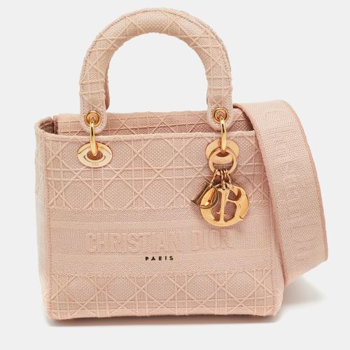 Dior Pink Embroidered Canvas Medium Lady D-Lite Tote - Dior - Modalova
