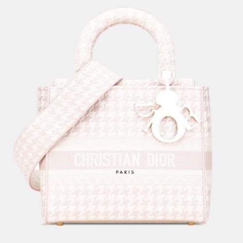 Dior Pink Medium Canvas Houndstooth Embroidered Lady D Lite - Dior - Modalova