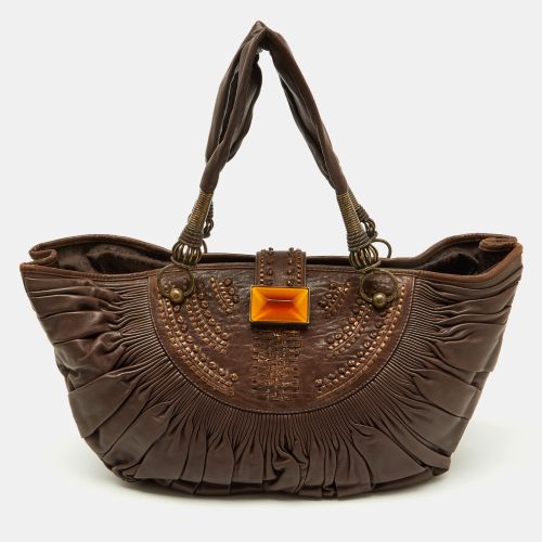 Dior Brown Pleated Leather Plisse Hobo - Dior - Modalova