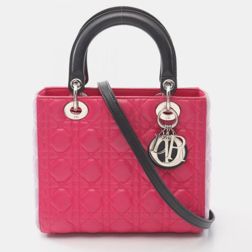 Christian Dior Lady Dior Lady Cannage Handbag Leather Pink Purple Black - Dior - Modalova