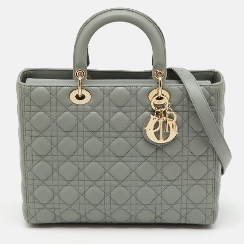 Dior Light Grey Cannage Leather Large Lady Dior Tote - Dior - Modalova