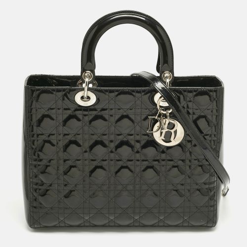 Dior Charcoal Black Cannage Patent Leather Large Lady Dior Tote - Dior - Modalova