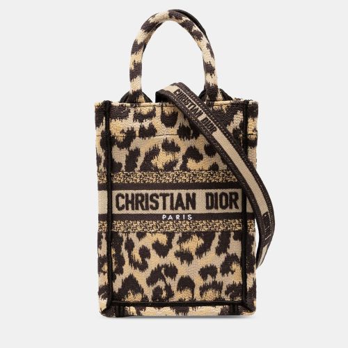 Dior Brown Mizza Mini Embroidered Canvas Leopard Vertical Book Tote - Dior - Modalova
