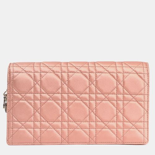 Christian Dior 2019 Pink Satin Cannage Wallet on Chain - Dior - Modalova