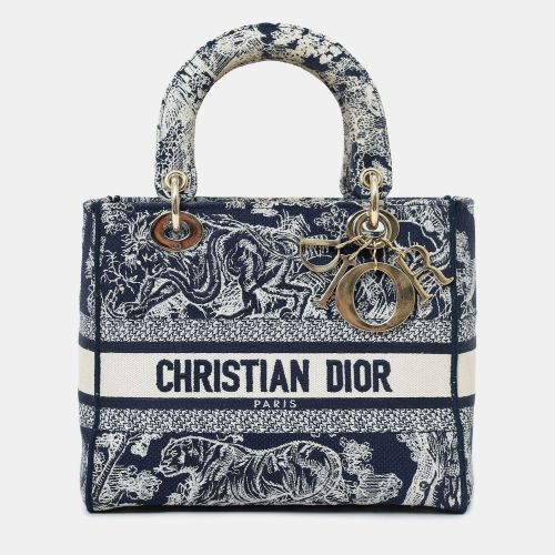 Christian Dior Black/White Toile de Jouy 'Lady D-Lite' Top Handle with Strap - Dior - Modalova