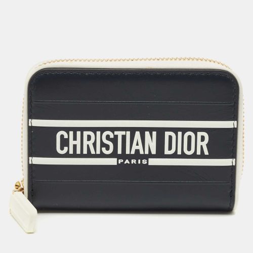 Dior Vibe Navy Blue/White Leather Compact Wallet - Dior - Modalova