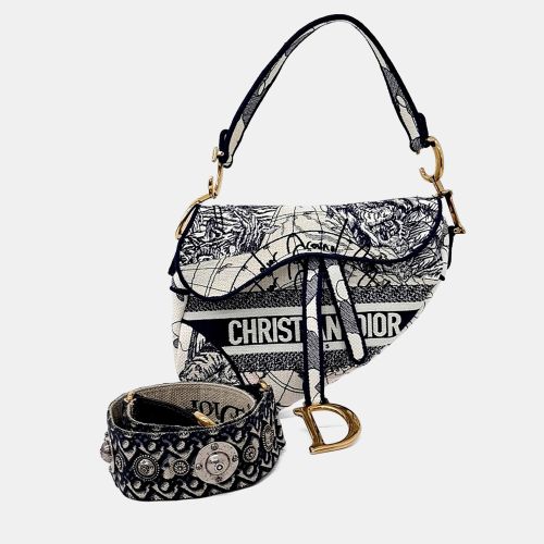 Saddle Small Blue Fabric Top Handle Bag - Dior - Modalova