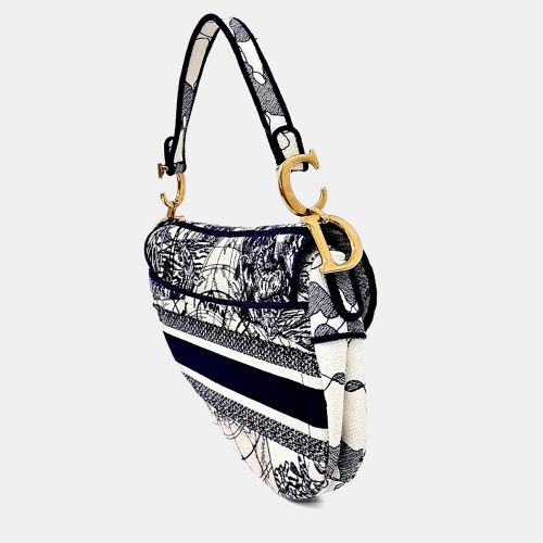 Saddle Small Blue Fabric Top Handle Bag - Dior - Modalova