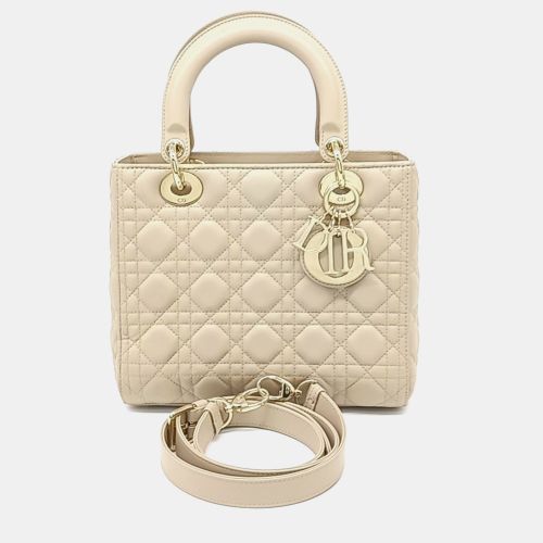 Dior Beige Leather Lady Bag Medium - Dior - Modalova