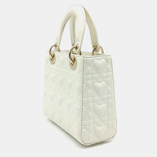 Lady Small White Leather Top Handle Bag - Dior - Modalova