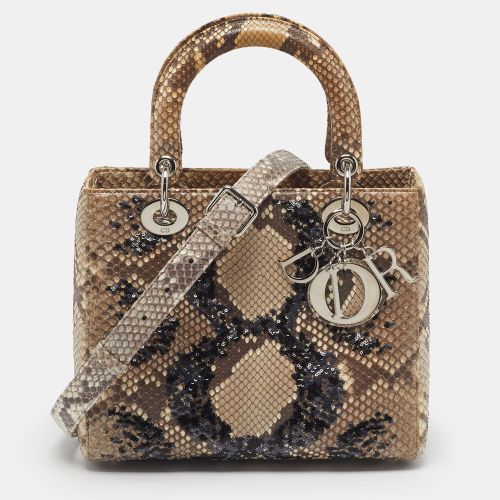 Lady Medium /Beige Sequins and Python Tote - Dior - Modalova