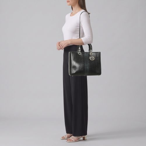 Lady Large Anthracite Python Tote - Dior - Modalova