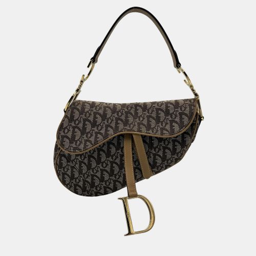 Saddle Medium Oblique Canvas Leather Shoulder Bag - Dior - Modalova