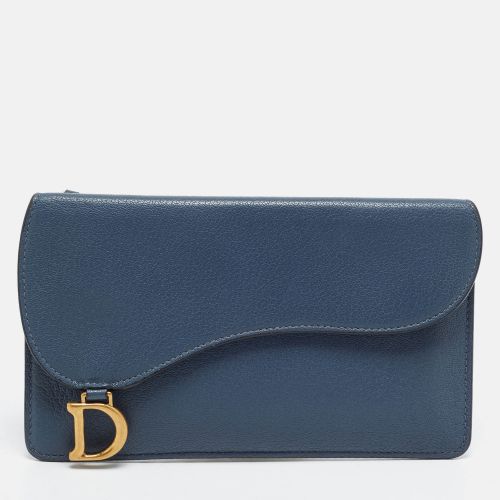 Dior Saddle Blue Leather Wallet - Dior - Modalova