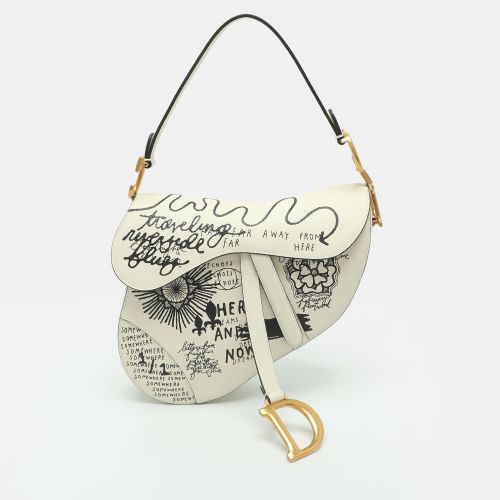 Saddle Graffiti Medium Leather Shoulder Bag - Dior - Modalova