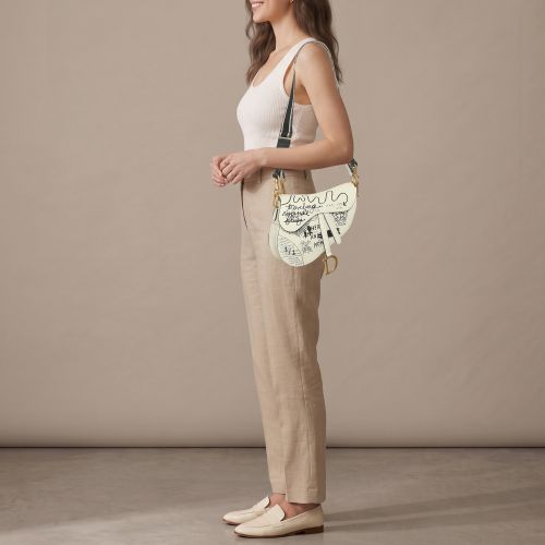 Saddle Graffiti Medium Leather Shoulder Bag - Dior - Modalova