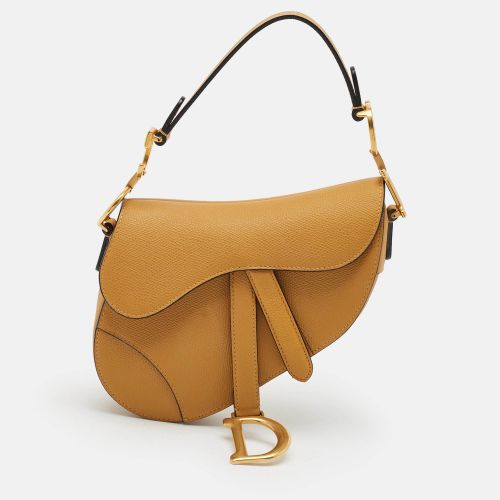 Saddle Mini Mustard Leather Shoulder Bag - Dior - Modalova