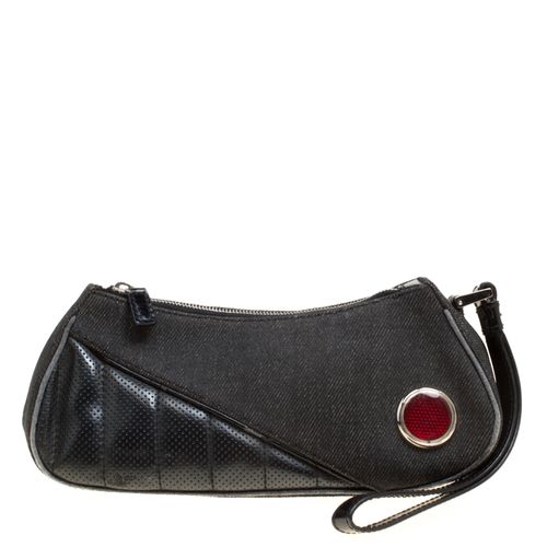 Dior Black Denim and Leather Motorcycle Rockabilly Wristlet Clutch - Dior - Modalova