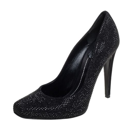 Dior Black Crystal Embellished Suede Square Toe Pumps Size 40 - Dior - Modalova