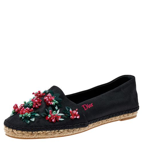 Dior Black Nylon Embellished Espadrille Flats Size 36 - Dior - Modalova