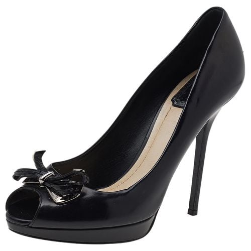 Dior Black Leather Bow Peep Toe Pumps Size 39.5 - Dior - Modalova